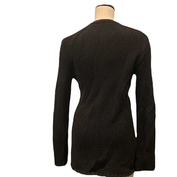 Womens Handknit Cardigan Sweater Longline Sz S/M Black 21D - Picture 7 of 7